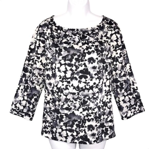 The Limited Black & White Floral Tunic Top sz L - Picture 9 of 9